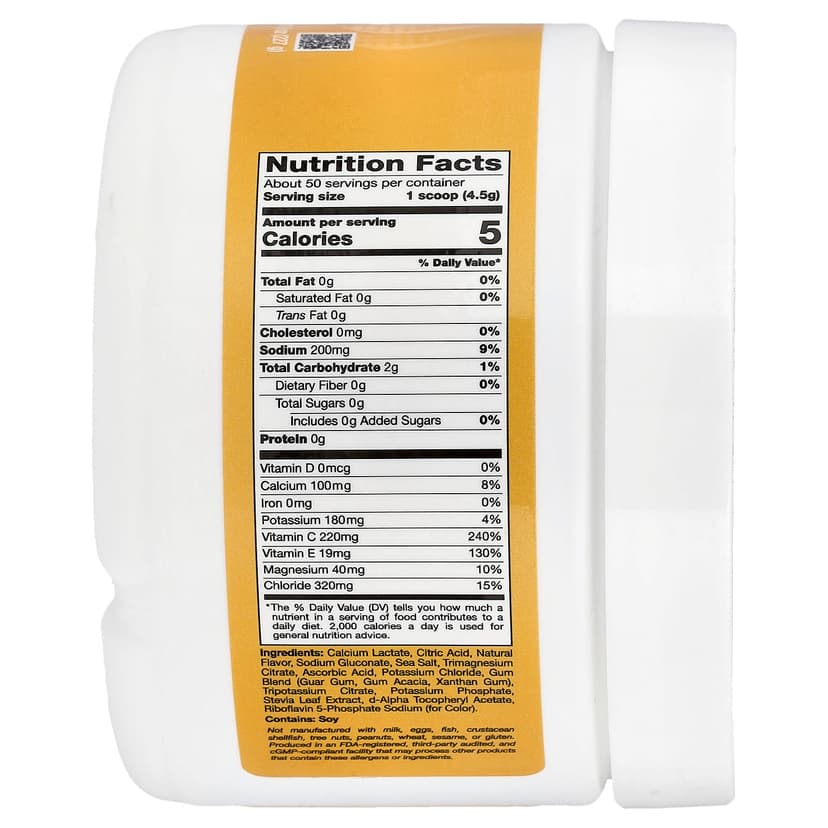 California Gold Nutrition, HydrationUP®，含鈣、鉀、維他命 C 和維他命 E 的電解質混合飲品，柑橘味，8 盎司（227 克）