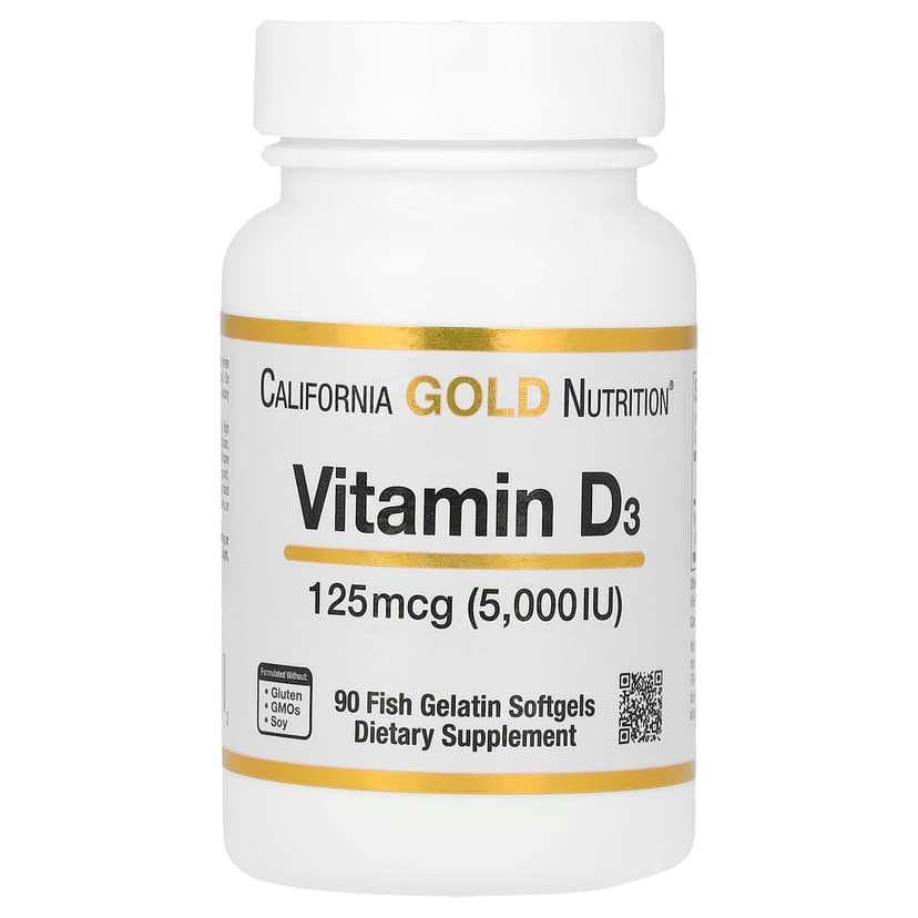 California Gold Nutrition, 維他命 D3，125 微克（5000 國際單位），90 粒魚明膠軟膠囊