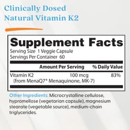 Doctor's Best, 天然維他命 K2 MK-7，含 MenaQ7，100 微克，60 粒素食膠囊