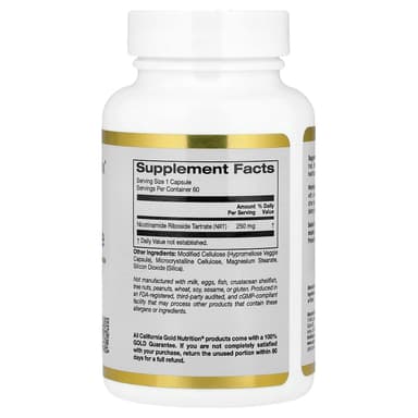 California Gold Nutrition, 煙酰胺核糖酒石酸鹽（NRT），250 毫克，60 粒素食膠囊