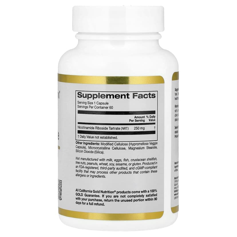 California Gold Nutrition, 煙酰胺核糖酒石酸鹽（NRT），250 毫克，60 粒素食膠囊