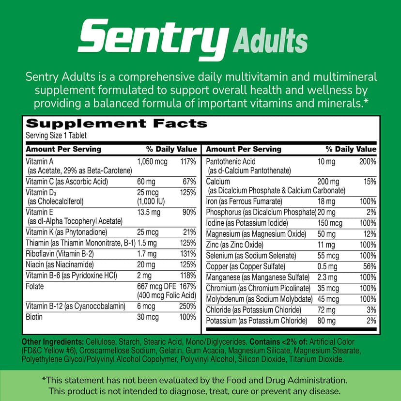 21st Century, Sentry，成年人復合維他命與多礦物質補充劑，300 片