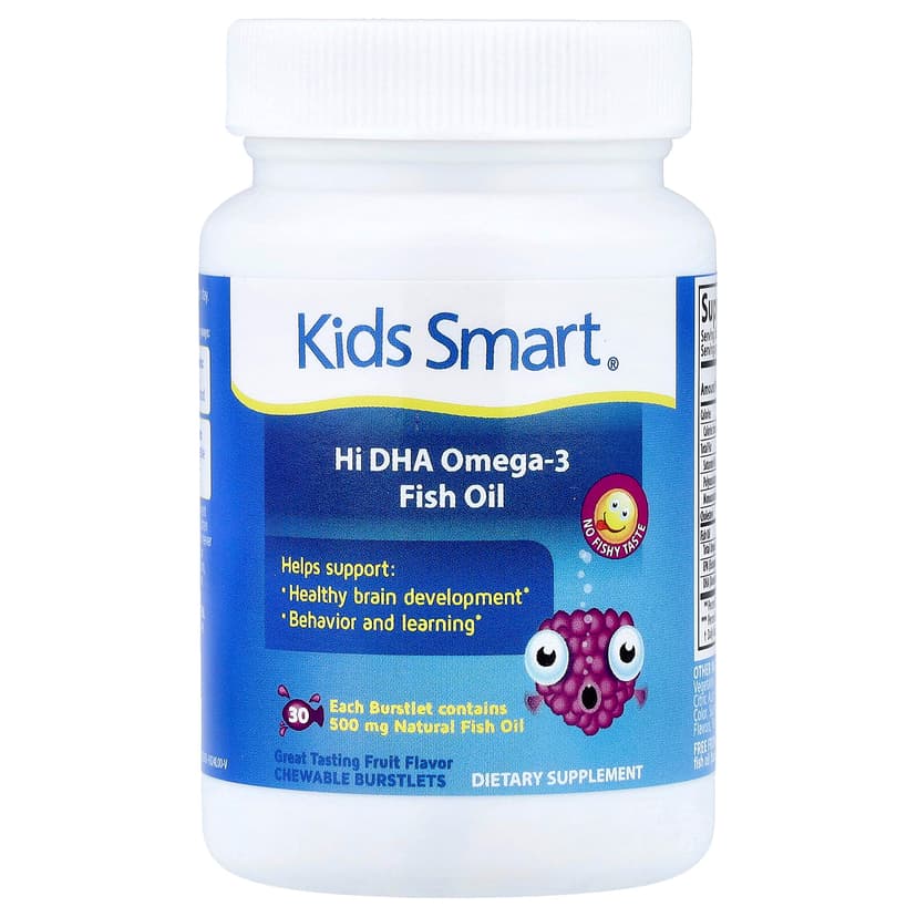 Kids Smart, Kids Smart®，Hi DHA-Omega 3 魚油，水果味，30 粒咀嚼軟膠囊