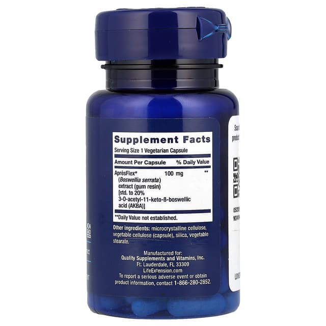 Life Extension, 含 ApresFlex 的 5-LOX 控制劑，100 毫克，60 粒素食膠囊