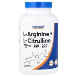 Nutricost, L-精胺酸 + L-瓜氨酸，240 粒膠囊