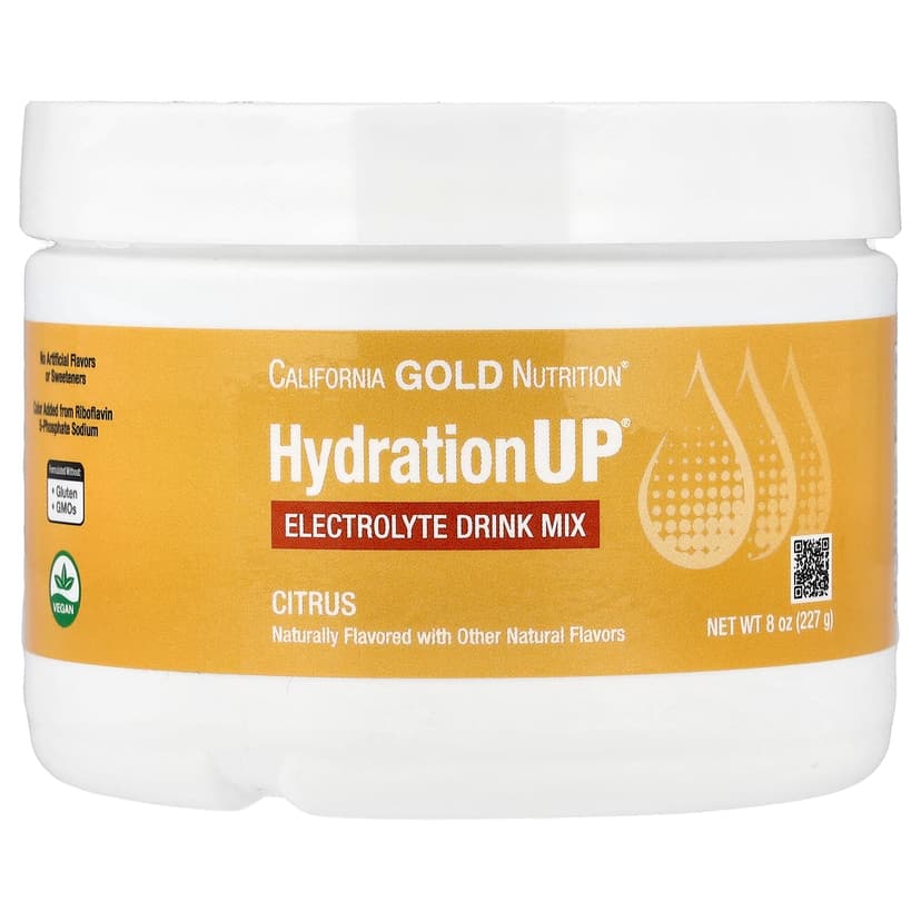 California Gold Nutrition, HydrationUP®，含鈣、鉀、維他命 C 和維他命 E 的電解質混合飲品，柑橘味，8 盎司（227 克）