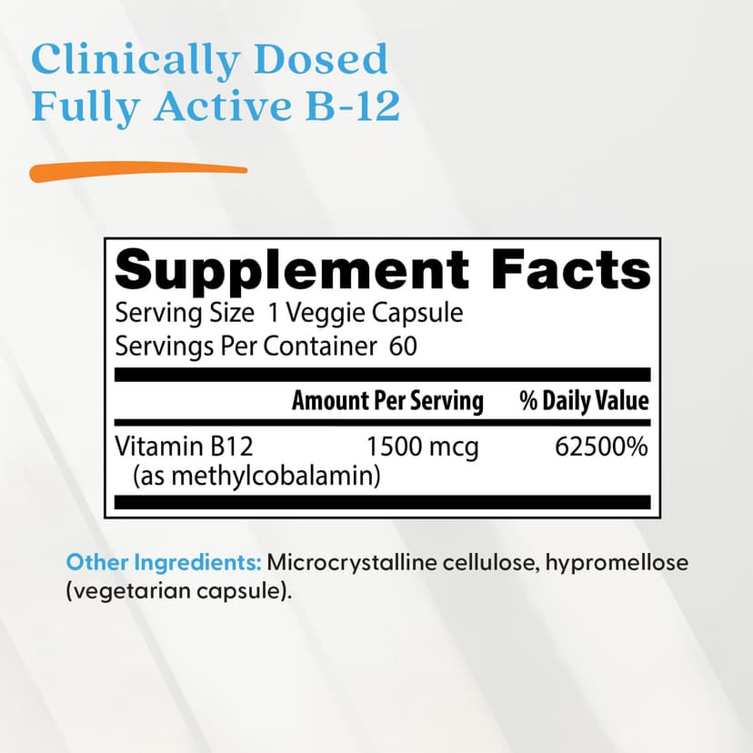 Doctor's Best, 充分活躍維他命 B12 素食膠囊，1500 微克，60 粒