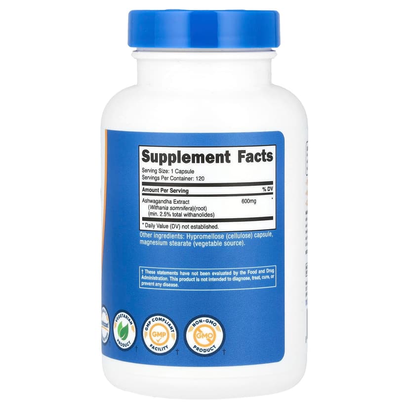 Nutricost, 南非醉茄根提取物，600 毫克，120 粒膠囊