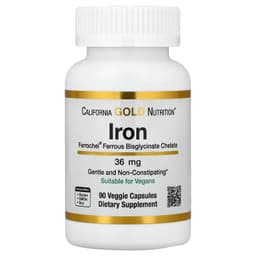 California Gold Nutrition, Ferrochel® 鐵（雙甘氨酸），36 毫克，90 粒素食膠囊