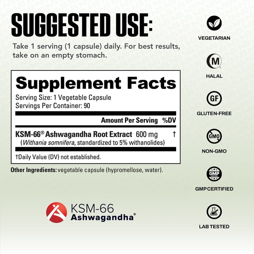 NutraBio, 南非醉茄 KSM-66，600 毫克，90 粒素食膠囊