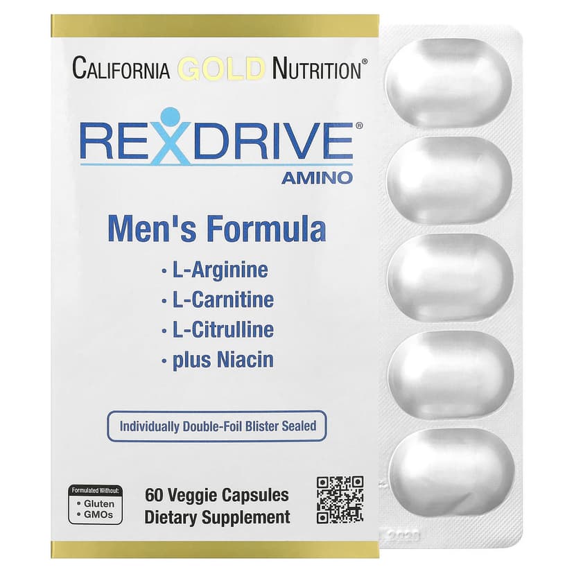 California Gold Nutrition, Rexdrive™ 氨基酸，男性支援，60 粒素食膠囊