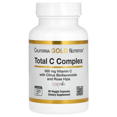 California Gold Nutrition, Total C 複合物，含抗壞血酸、餘甘子提取物、柑橘生物類黃酮和玫瑰果提取物，500 毫克，60 粒素食膠囊