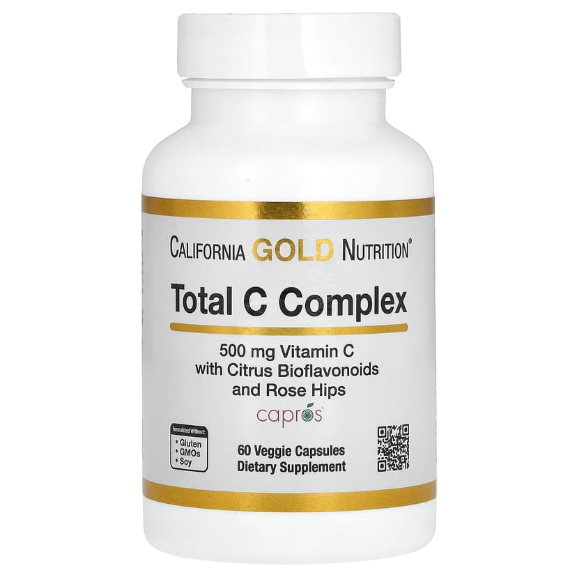 California Gold Nutrition, Total C 複合物，含抗壞血酸、餘甘子提取物、柑橘生物類黃酮和玫瑰果提取物，500 毫克，60 粒素食膠囊