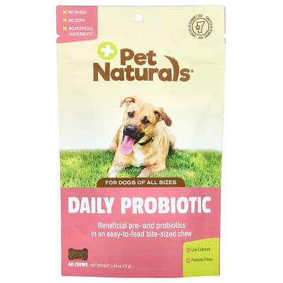 Pet Naturals, 每日益生菌，適合所有體型大小的犬類，60 粒咀嚼片，2.54 盎司（72 克）