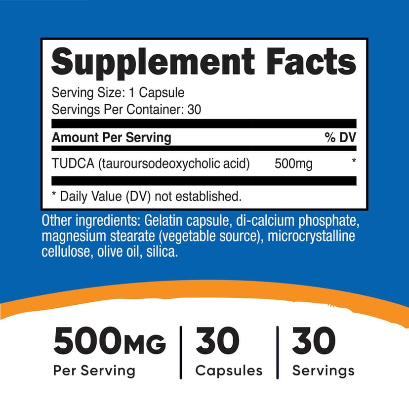 Nutricost, 牛磺熊去氧膽酸（TUDCA），500 毫克，30 粒膠囊