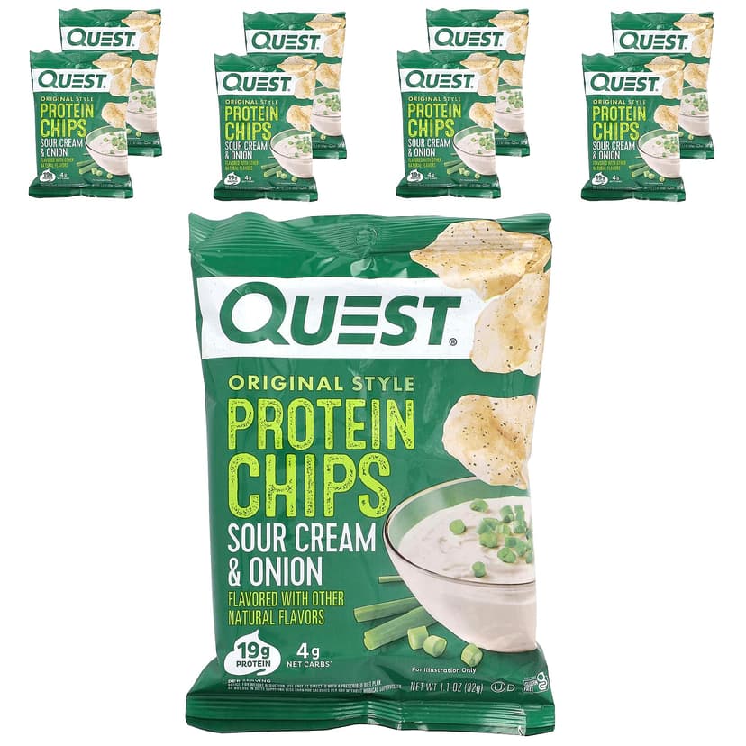 Quest Nutrition, 原汁原味的蛋白質片，優酪乳油和洋蔥，8 袋，每袋 1.1 盎司（32 克）