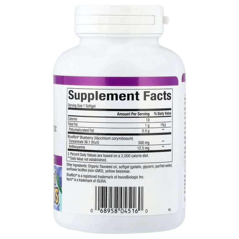 Natural Factors, BlueRich，優效，濃縮藍莓，500 毫克，90 粒軟凝膠