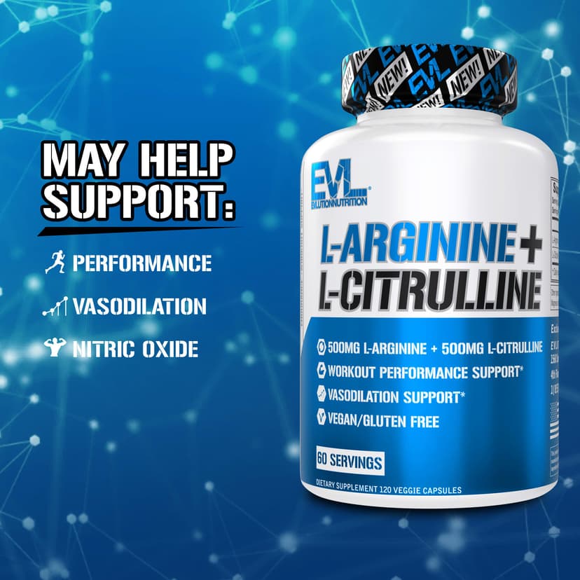 EVLution Nutrition, L-精胺酸 + L-瓜氨酸，120 粒素食膠囊