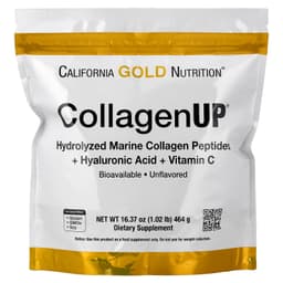 California Gold Nutrition, CollagenUP®，水解海洋膠原蛋白肽 + 透明質酸和維他命 C，原味，1.02 磅（464 克）