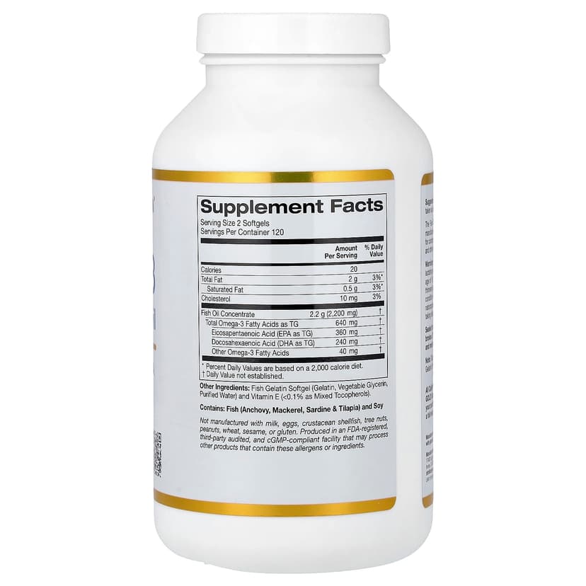 California Gold Nutrition, Omega-3，優質魚油，240 粒魚明膠軟膠囊