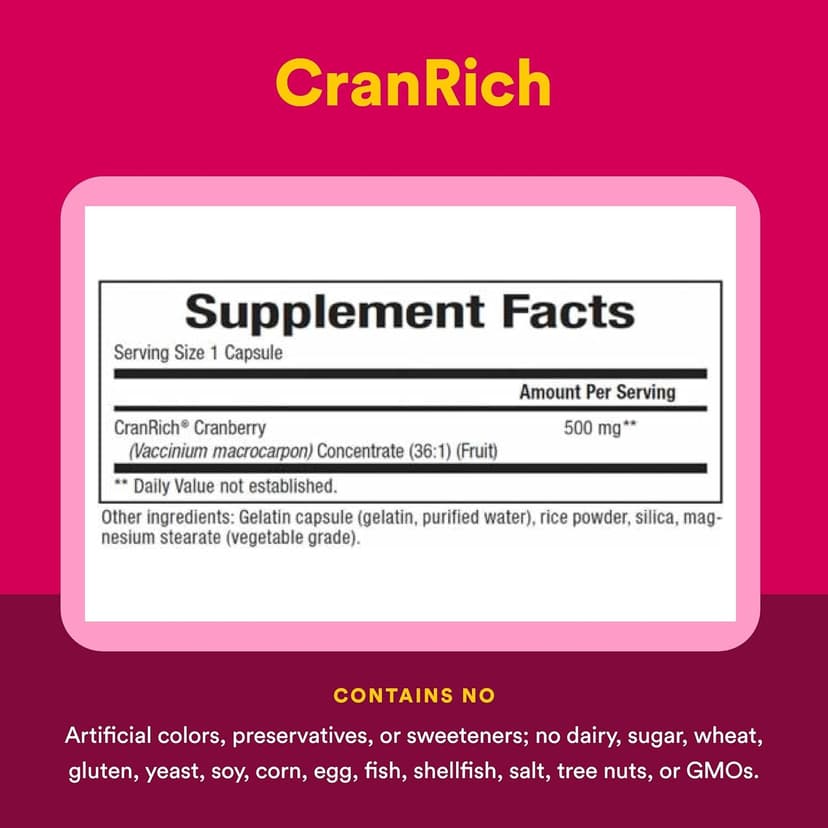 Natural Factors, CranRich，蔓越莓濃縮物，特強型，500 毫克，180 粒膠囊