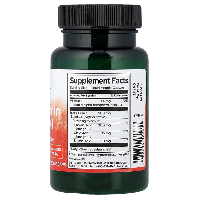 Swanson Vitamins, 黑種草籽油，60 粒液體素食膠囊