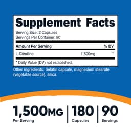 Nutricost, L-瓜氨酸，1500 毫克，180 粒膠囊（每粒膠囊 750 毫克）