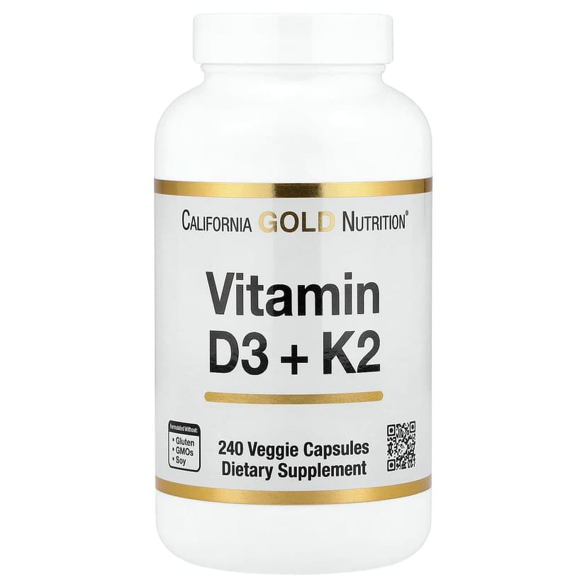 California Gold Nutrition, 維他命 D3 + K2，240 粒素食膠囊