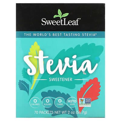 SweetLeaf Stevia, 甜葉菊甜味劑，70 包，每包 0.028 盎司（0.8 克）