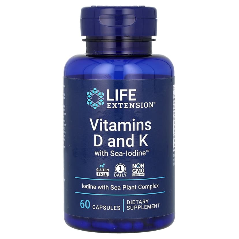 Life Extension, 含碘維他命 D + K 膠囊，60 粒