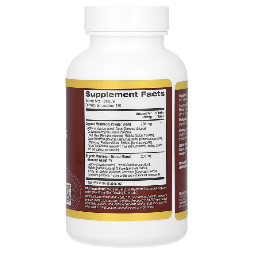 California Gold Nutrition, Fungiology，MushRex Plus 素食膠囊，多面十種蘑菇複合物，含姬鬆茸、白樺茸、蟲草和猴頭菇，120 粒