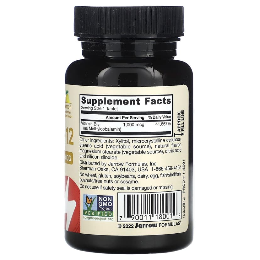 Jarrow Formulas, 甲基 B-12，檸檬味，1,000 微克，100 塊咀嚼錠劑