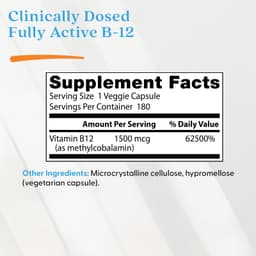 Doctor's Best, 充分活躍維他命 B12 素食膠囊，1500 微克，180 粒
