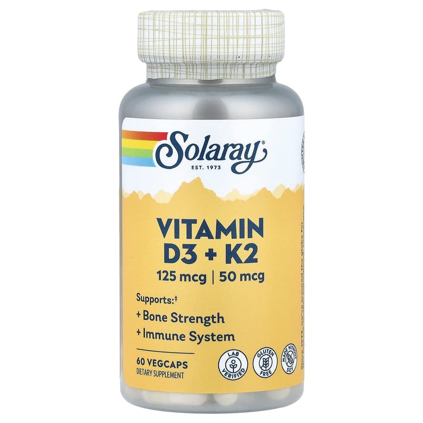 Solaray, 維他命 D3 + K2，無大豆，60 粒素食膠囊