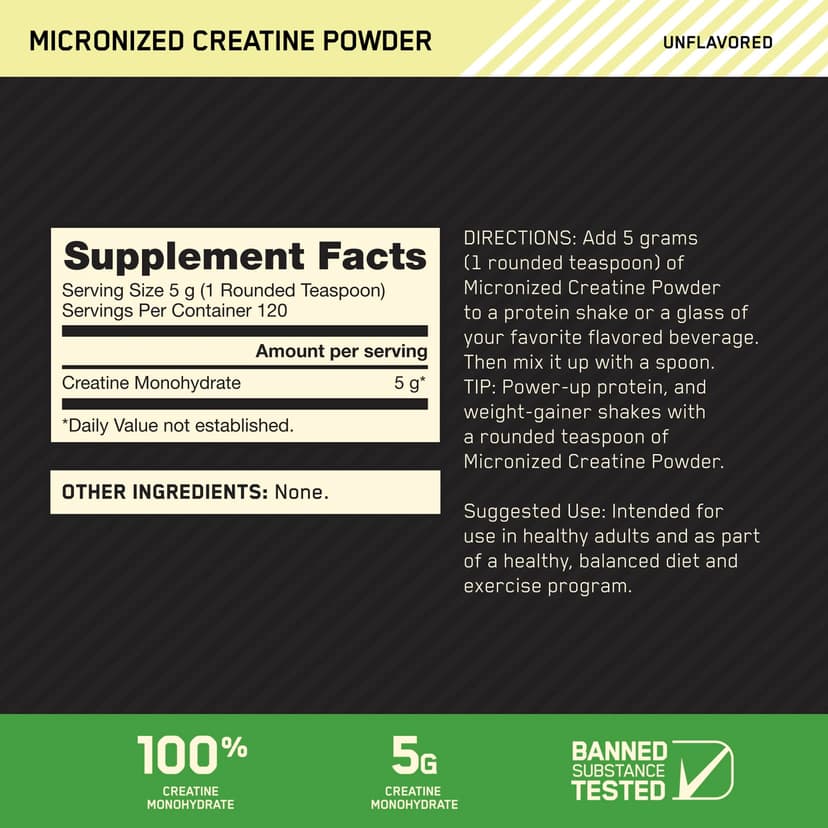 Optimum Nutrition, 微粉化肌酸粉，無味，1.32磅（600克）