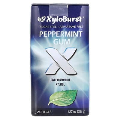 Xyloburst, 木糖醇口香糖，薄荷味，24 片，1.27 盎司（36 克）