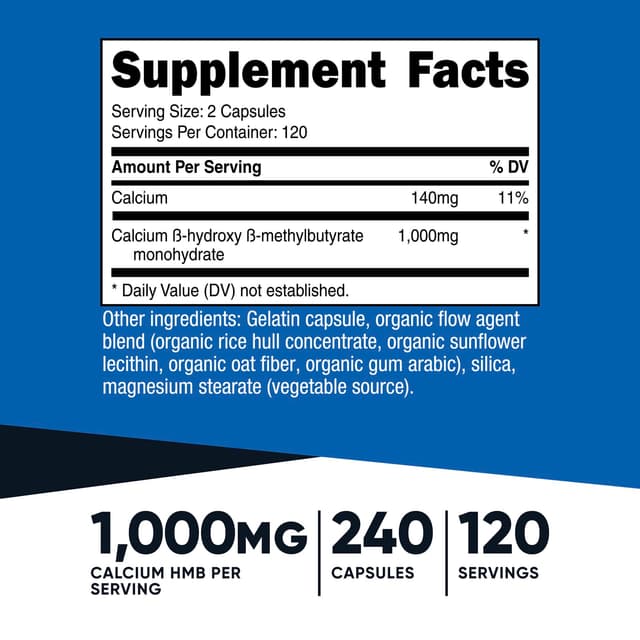 Nutricost, HMB,β-羥基-β-甲基丁酸,240 粒膠囊(每粒 500 毫克)