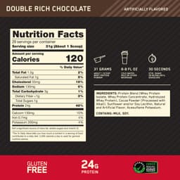 Optimum Nutrition, 金標準® 全乳清蛋白，雙重濃鬱巧克力味，1.98 磅（899 克）