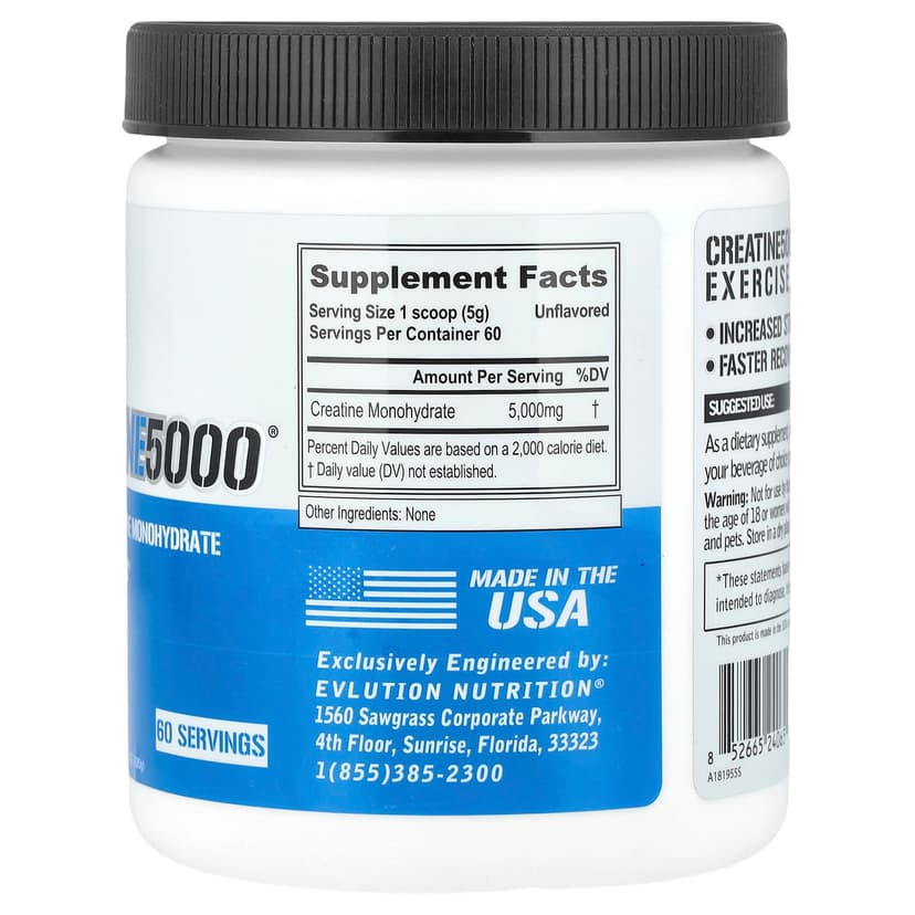 EVLution Nutrition, CREATINE5000，原味，10.58 盎司（300 克）