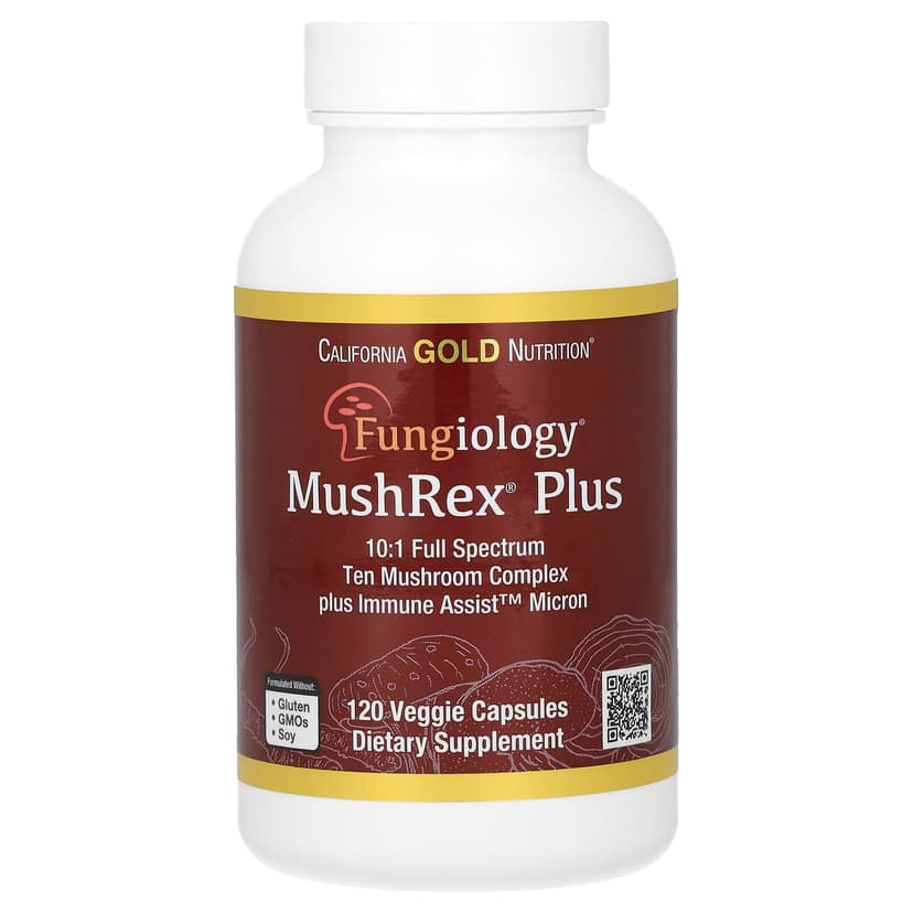 California Gold Nutrition, Fungiology，MushRex Plus 素食膠囊，多面十種蘑菇複合物，含姬鬆茸、白樺茸、蟲草和猴頭菇，120 粒