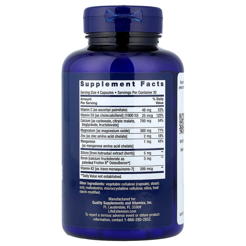 Life Extension, 含維他命 K2 的骨骼修復補充劑，120 粒膠囊