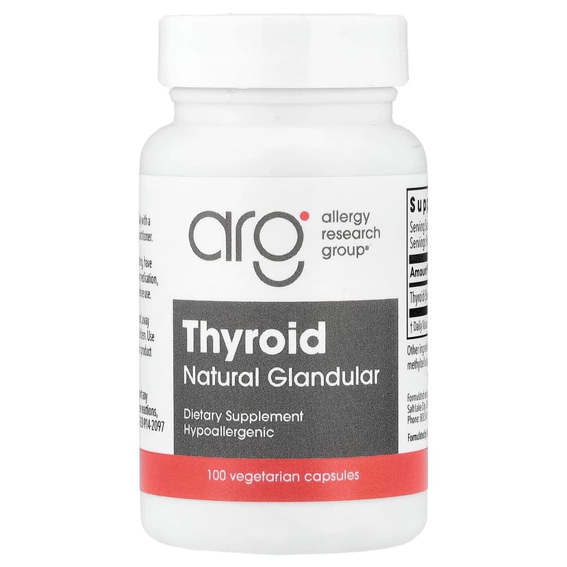 Allergy Research Group, 甲狀腺，天然腺體，40 毫克，100 粒素食膠囊