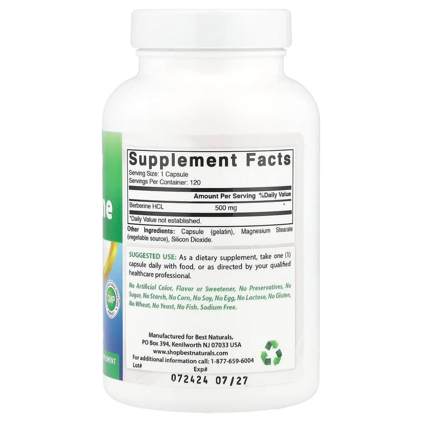 Best Naturals, 小檗鹼,500 毫克,120 粒膠囊