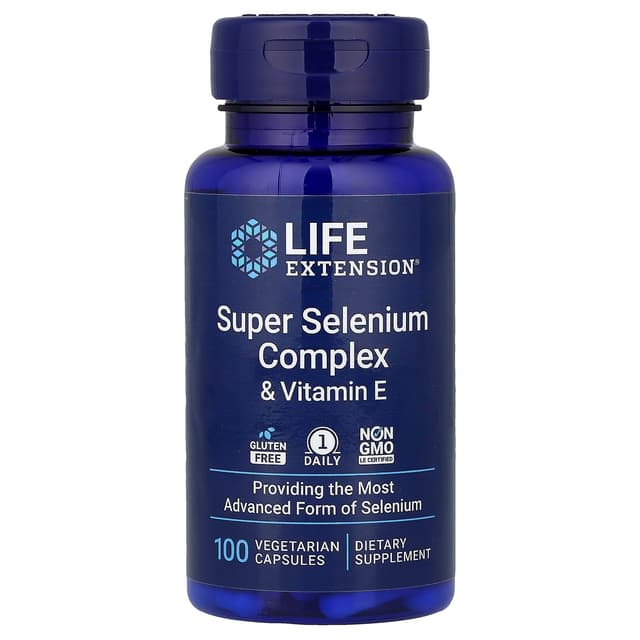 Life Extension, 特優複合硒素食膠囊,含維他命 E,200 微克,100 粒裝