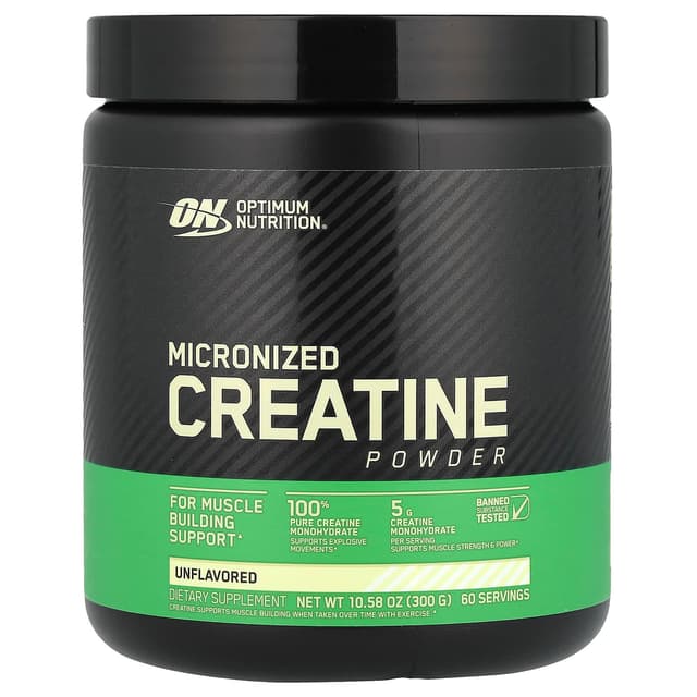 Optimum Nutrition, 肌酸粉,微粉化,天然原味,5000毫克,10.5盎司(300克)