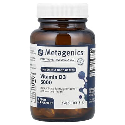Metagenics, 維他命 D3 5000,125 微克(5000 國際單位),120 粒軟膠囊