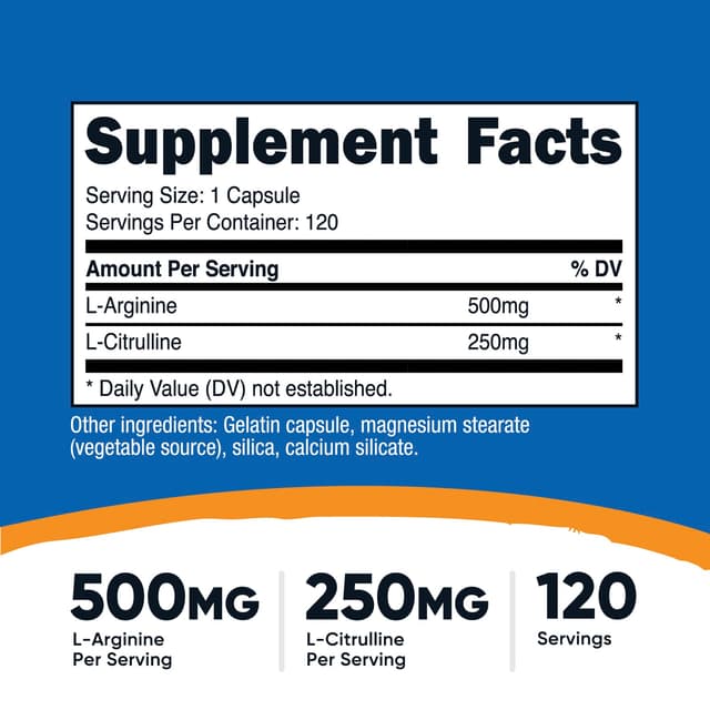 Nutricost, L-精氨酸和 L-瓜氨酸,120 粒膠囊