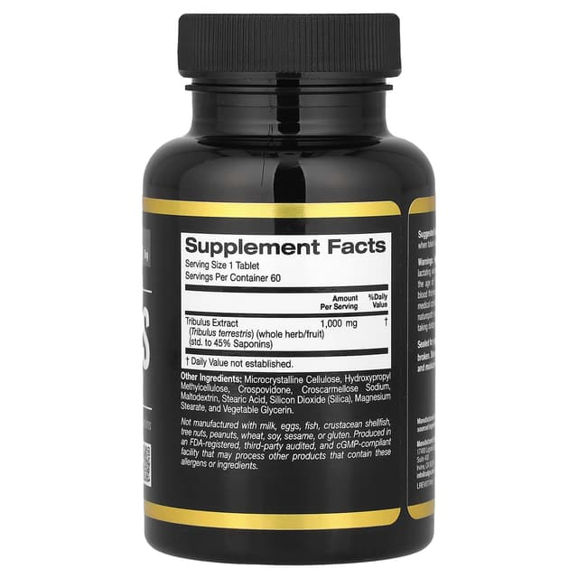 California Gold Nutrition, 運動系列,蒺藜,1,000 毫克,60 片