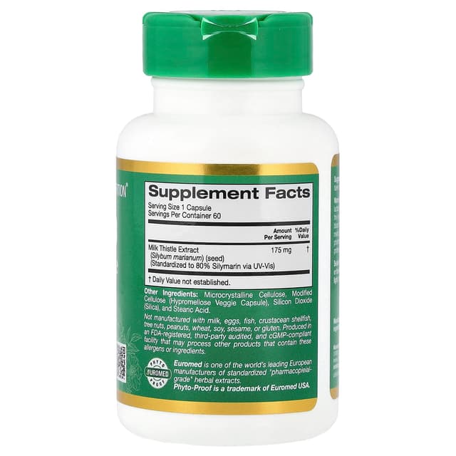 California Gold Nutrition, EuroHerbs,水飛薊提取物,Euromed 品質,175 毫克,60 粒素食膠囊