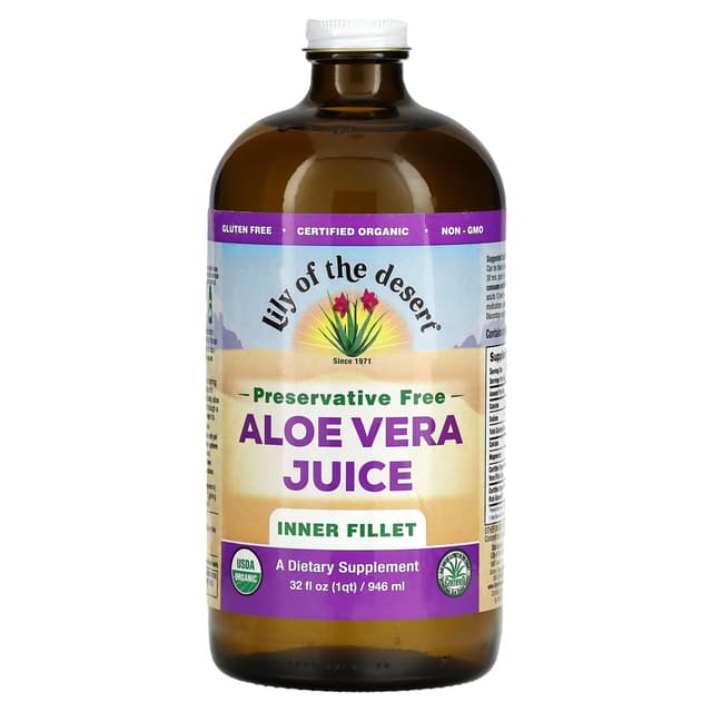 Lily of the Desert, 蘆薈汁,蘆薈葉肉,無防腐劑,32 液量盎司(946 毫升)